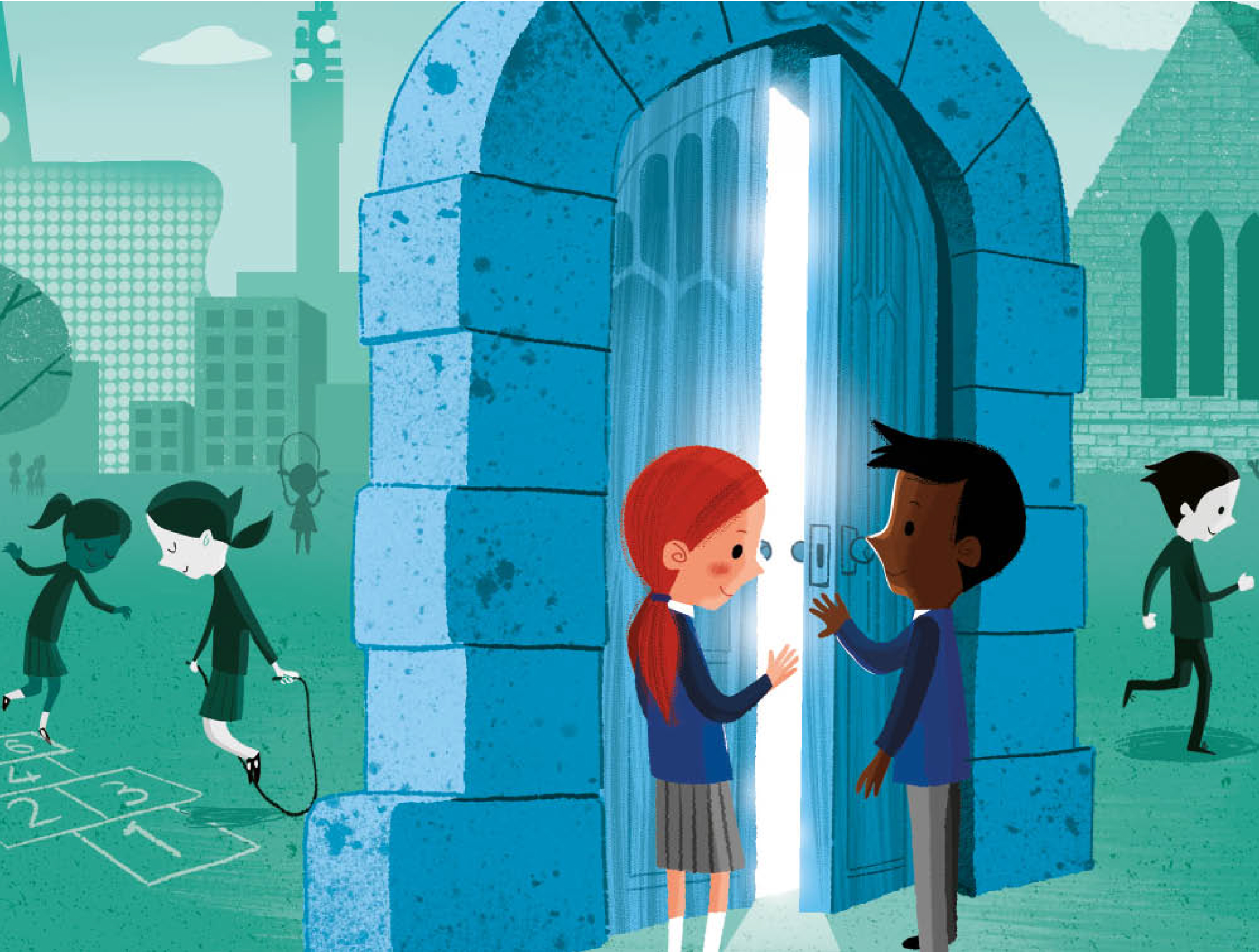 Opening Doors campaign illustration for the Schools of King Edward VI Birmingham