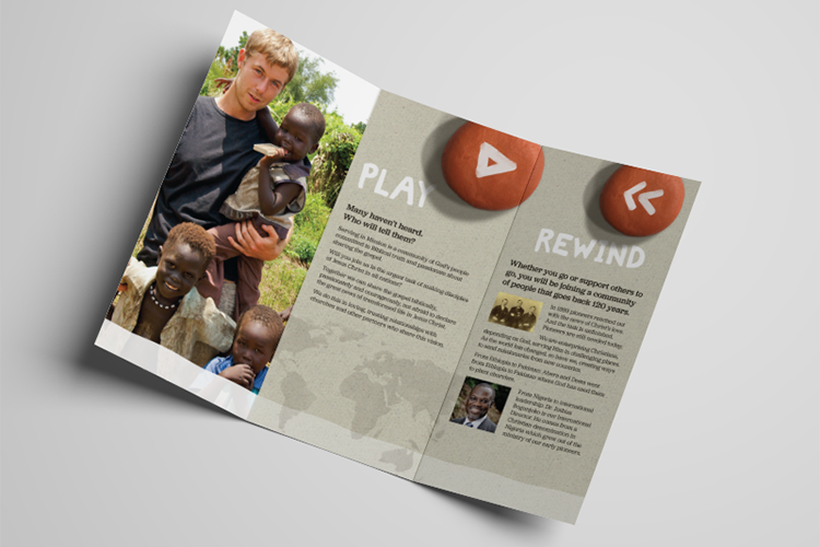 New Serving in Mission brand applied to a flyer – IE Brand