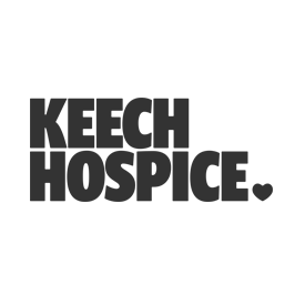 Keech's logo which features the words Keech and Hospice and a full stop replaced by a heart. 