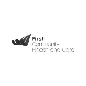 First Community Health and Care logo (grey) 