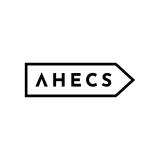 AHECS new logo showing the name within an 'arrow sign' containment device